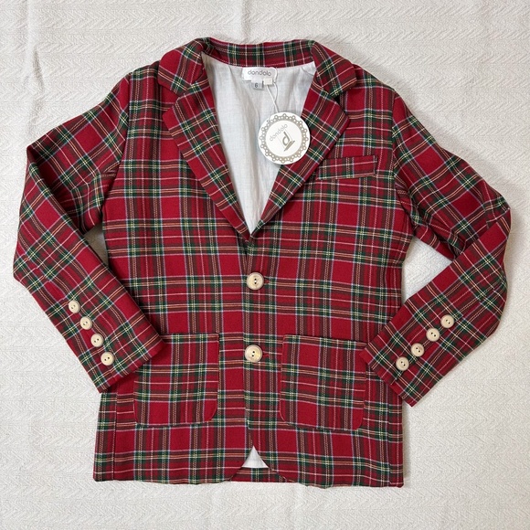 NWT Dondolo boys red plaid blazer sz 6 - festive holiday Christmas classic